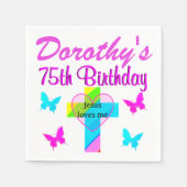 クリスチャン75位カスタマイズ誕生日ナプキンス スタンダードカクテルナプキン (正面)