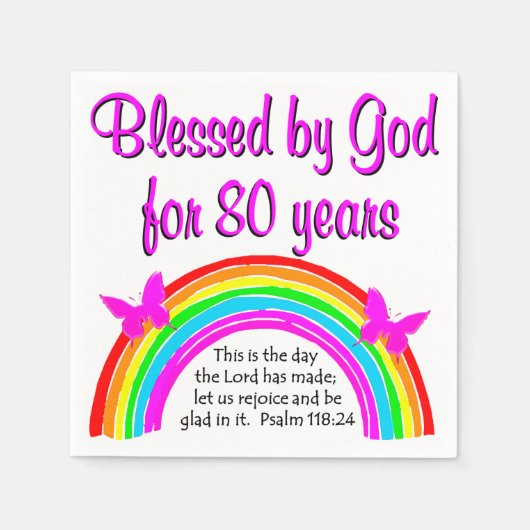 クリスチャン80番目の誕生日 スタンダードカクテルナプキン (正面)