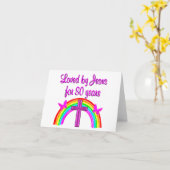 クリスチャン80th誕生日レインボーデザイン カード (黄色い花)