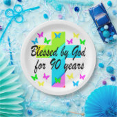 クリスチャン90位誕生日祈りの言葉デザイン ペーパープレート (パーティー)