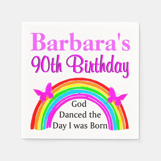 クリスチャン90番目の誕生日パーソナライズされたナプキン スタンダードカクテルナプキン (正面)