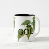 クリスチャン"...でも神よ…」 葉コーヒー ツートーンマグカップ (正面右)