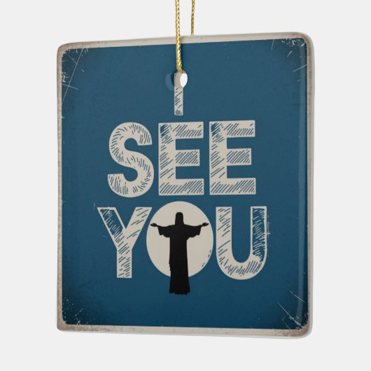 クリスチャン・イエスがあなたを見ている、私が見ているイエス セラミックオーナメント (左)
