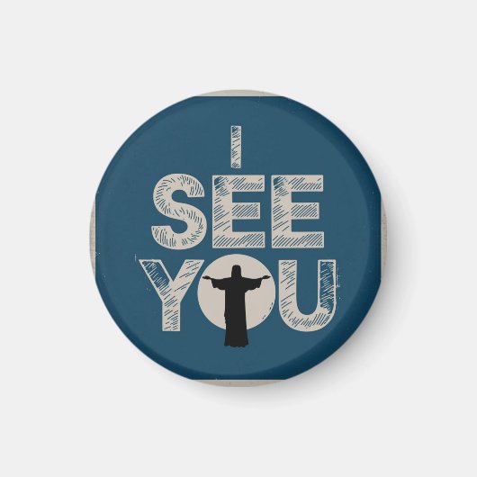 クリスチャン・イエスがあなたを見ている、私が見ているイエス マグネット (正面)