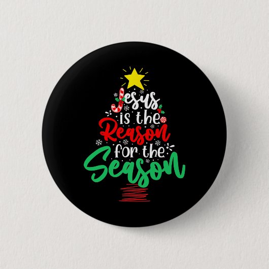 クリスチャン・イエスがクリスマスツリーの理由 缶バッジ (正面)