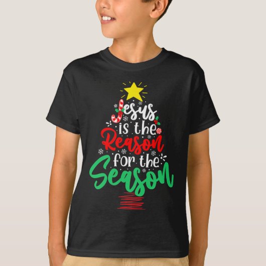 クリスチャン・イエスがクリスマスツリーの理由 Tシャツ (正面)