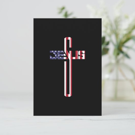 クリスチャン・イエスはアメリカ国旗の愛国心のキリを渡る サンキューカード (スタンド正面)