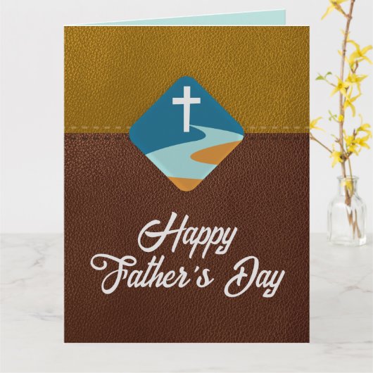 クリスチャン・イエス・クロス・ハッピー・ファーザー・デイ・カード カード (黄色い花)