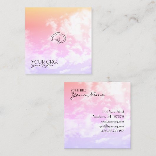 クリスチャン・エターナルライフクロス&クラウド スクエア名刺 (正面/裏面)