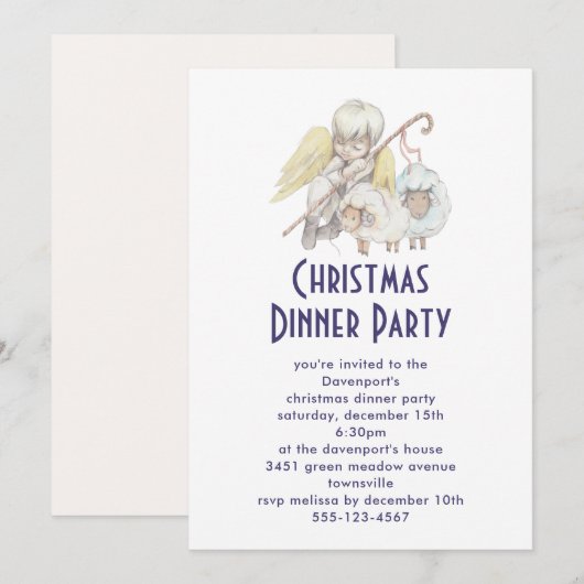クリスチャン・エンジェル・シェパードと羊ディナーパーティー 招待状 (正面/裏面)