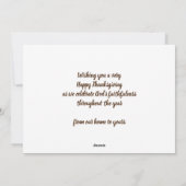 クリスチャン・カボチャ感謝ハッピー・サンクスギビング シーズンカード (裏面)