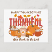 クリスチャン・カボチャ感謝ハッピー・サンクスギビング シーズンポストカード (正面)