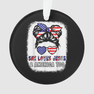 クリスチャン・ガールLoves Jesus & America Shirt 4th Jul オーナメント