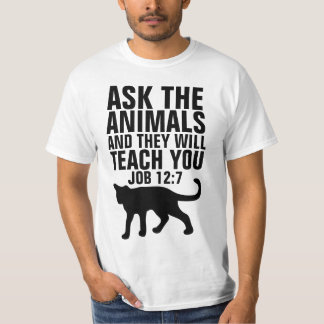 クリスチャン キャット Tシャツ, 動物に聞け ヨブ記 12:7 Tシャツ
