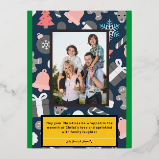 クリスチャン・クリスマスの愛と笑いカード 箔シーズンポストカード
