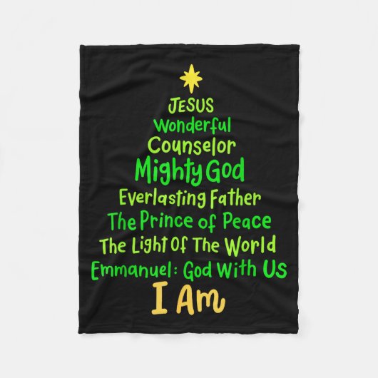 クリスチャン・クリスマスイエス・バイブル名クリスマスツリーSh フリースブランケット (正面)