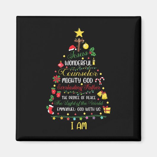 クリスチャン・クリスマスイエス・バイブル名クリスマスツリーSh マグネット (正面)