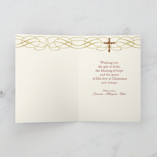 クリスチャン・クリスマスカードの渦巻き旋回'n Poinsettias シーズンカード (内部)