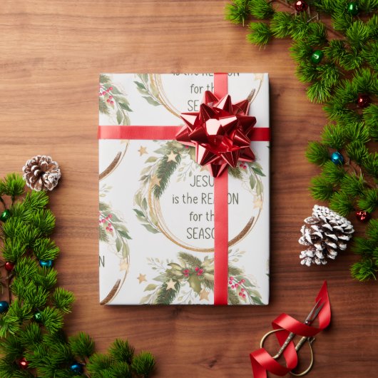 クリスチャン・クリスマス引用文イエズス・リューズ・シーズン ラッピングペーパー (クリスマスギフト)