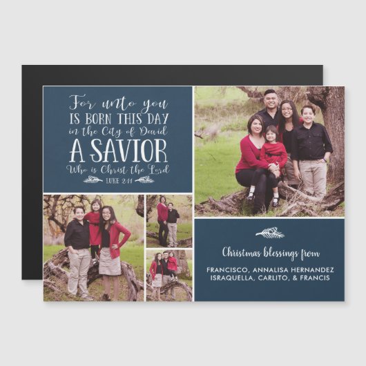 クリスチャン・クリスマス・バイブル聖句ブルーホリデー写真 (正面/裏面)