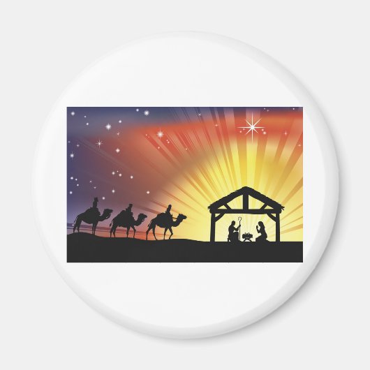 クリスチャン・クリスマス・出生・シーン マグネット (正面)
