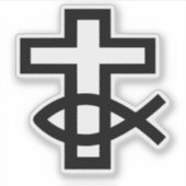 クリスチャン・クロスとイクサスの魚のシンボル シール (正面)