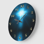 クリスチャン・クロス・イン・ブルーライト ラージ壁時計 (傾斜)