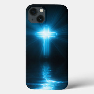 クリスチャン・クロス・イン・ブルーライト iPhone 13ケース