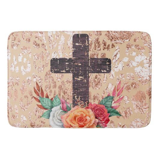 クリスチャン・クロス・イースター・イエス・バプテスト・カトリック・ラブ バスマット (正面)
