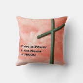 クリスチャン・クロス・イースター・イエス・パワー・ネーム・コーラル クッション (裏面)