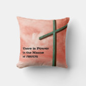 クリスチャン・クロス・イースター・イエス・パワー・ネーム・コーラル クッション (正面)