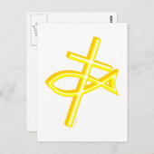 クリスチャン・クロス&フィッシュ ポストカード (正面/裏面)