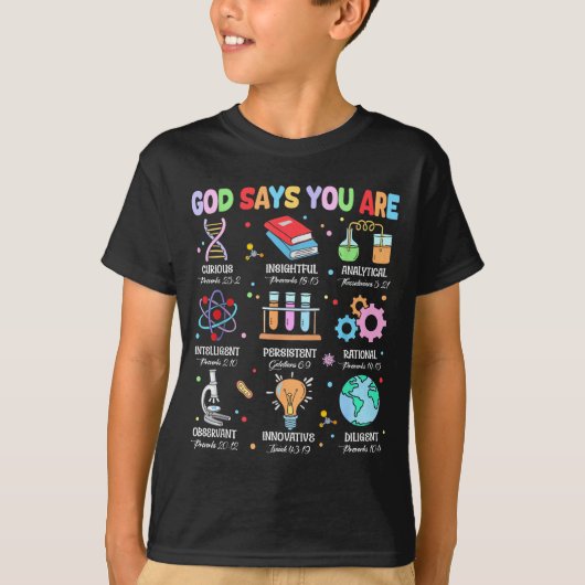クリスチャン・ゴッド・セイズ・アイ・アム 聖書 サイエンス 生物学 Tシャツ (正面)