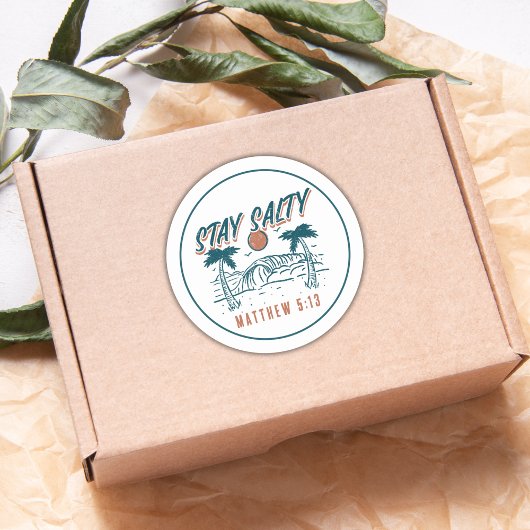 クリスチャン・ステイ・ソルティ・マタイ5:13聖句レトロ ラウンドシール