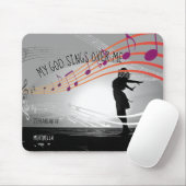 クリスチャン・ゼフ3:17わたしの神は私の上で灰色の歌を歌う マウスパッド (マウス)