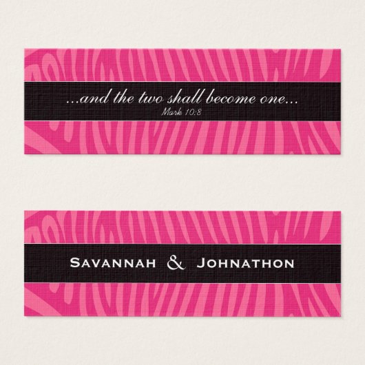 クリスチャン・ゼブラ明るい赤紫色と結婚ピンクラベル (正面&裏面)