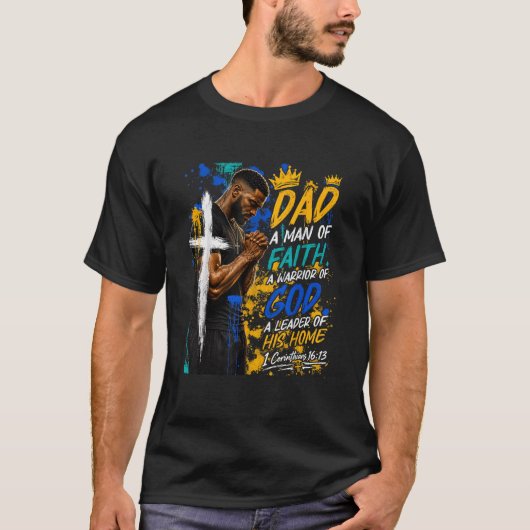 クリスチャン・ダッド 信仰を持つアフリカ系アメリカ人男性 Tシャツ (正面)