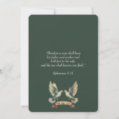 クリスチャン ツー ビカム ワン 水彩 ターコイズ グリーン 招待状 (裏面)