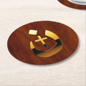 クリスチャン・ナザレーネのクロスシンボルの金ゴールド ラウンドペーパーコースター (アングル)
