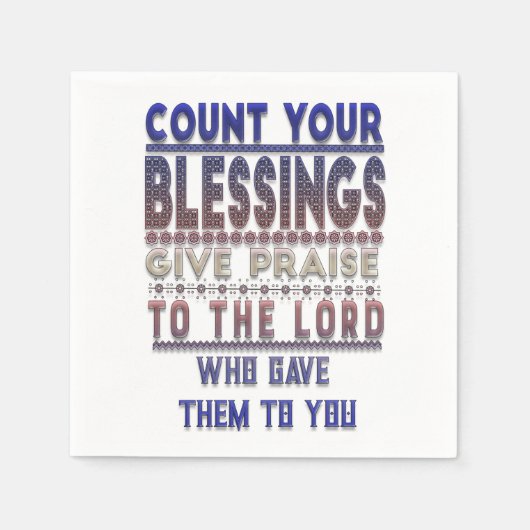 クリスチャン・ナプキンの恵み数を数える スタンダードカクテルナプキン (正面)