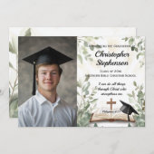 クリスチャン・バイブル聖句の写真卒業 招待状 (正面/裏面)