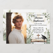 クリスチャン・バイブル聖句の写真卒業 招待状 (正面/裏面)