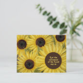 クリスチャン・バイブル聖句イエローサンフラワー償還 ポストカード (スタンド正面)