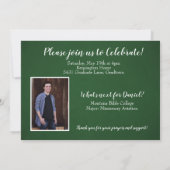 クリスチャン・バイブル聖句グリーン卒業写真 招待状 (裏面)