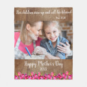 クリスチャン・バイブル聖句ハッピー・マザー素朴・デー フリースブランケット (正面)