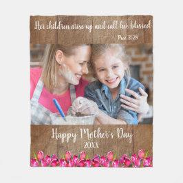 クリスチャン・バイブル聖句ハッピー・マザー素朴・デー フリースブランケット