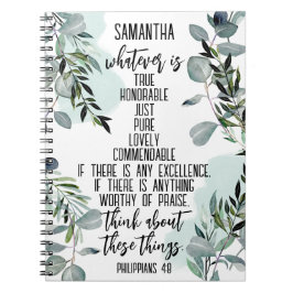 クリスチャン・バイブル聖句ピリピ4 8ユーカリ ノートブック