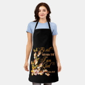 クリスチャン・バイブル聖句詩篇46:10花蝶 エプロン (着用した状態)