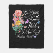 クリスチャン・バイブル聖句詩篇46:10花蝶 フリースブランケット (正面)