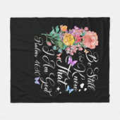 クリスチャン・バイブル聖句詩篇46:10花蝶 フリースブランケット (正面(横))